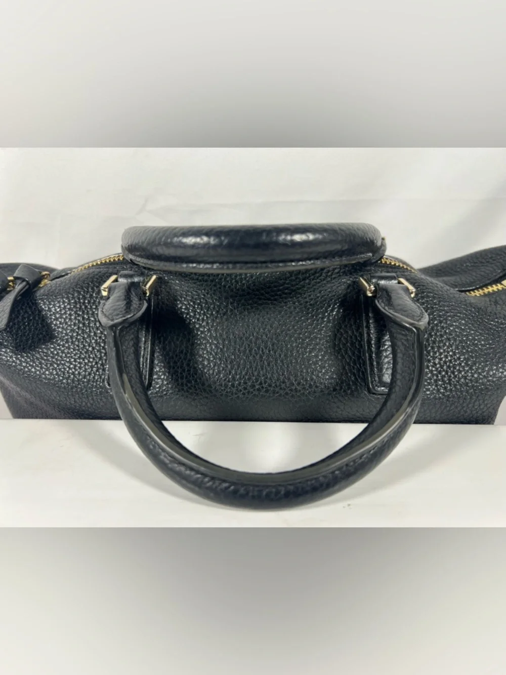 4071: Tory Burch Black Pebbled Leather Satchel Shoulder Bag
